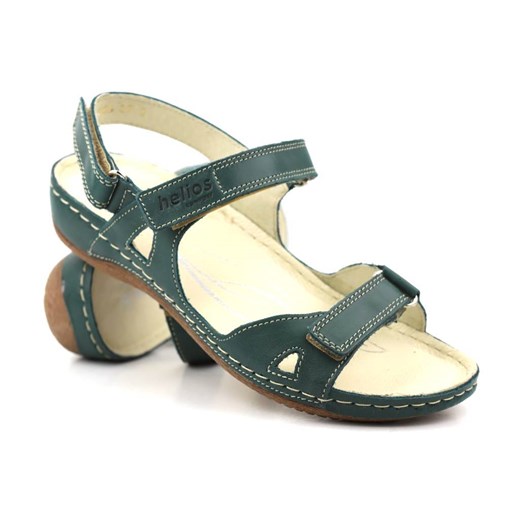 Sportowe sandały damskie na trzy rzepy - HELIOS Komfort 205, zielone ze sklepu ulubioneobuwie w kategorii Sandały damskie - zdjęcie 159235962