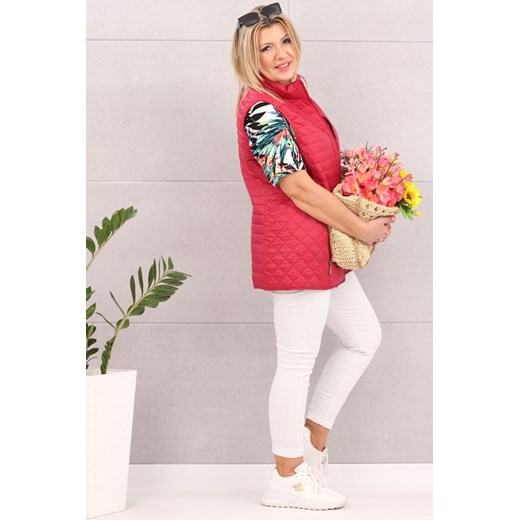 Pikowana kamizelka damska plus size letnia czerwona - 54 Femimoda 50 femimoda.pl