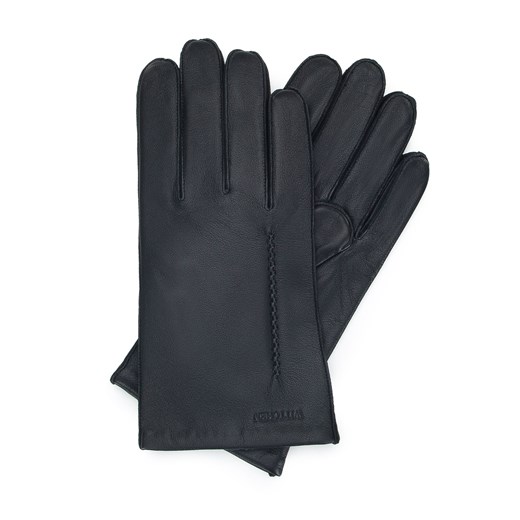 Męskie rękawiczki skórzane z ozdobnym przeszyciem czarny ze sklepu WITTCHEN w kategorii Rękawiczki męskie - zdjęcie 159242084