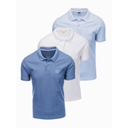 Zestaw koszulek męskich polo z dzianiny pique 3-pak - mix V13 Z28 ze sklepu ombre w kategorii T-shirty męskie - zdjęcie 159245894