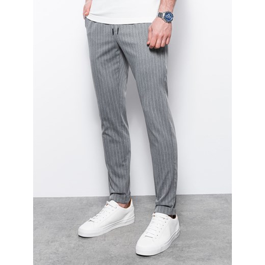 Spodnie męskie z gumką w pasie - ciemnoszare V1 OM-PACP-0130 ze sklepu ombre w kategorii Spodnie męskie - zdjęcie 159246640