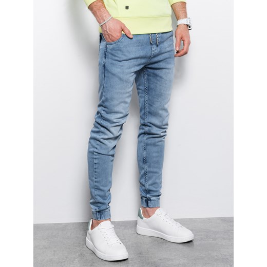 Spodnie męskie jeansowe joggery - jasnoniebieskie P907 ze sklepu ombre w kategorii Jeansy męskie - zdjęcie 159247034