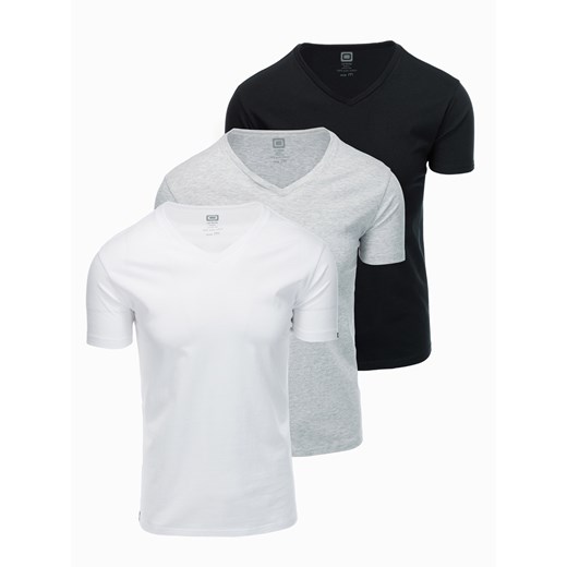 Zestaw koszulek bawełnianych V-NECK 3-pak - mix V11 Z29 ze sklepu ombre w kategorii T-shirty męskie - zdjęcie 159247074