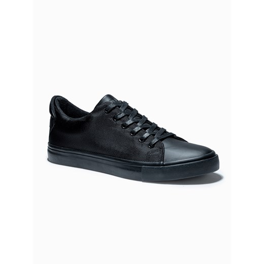 Buty męskie sneakersy BASIC z łączonych materiałów - czarne V1 OM-FOCS-0105 ze sklepu ombre w kategorii Trampki męskie - zdjęcie 159247223