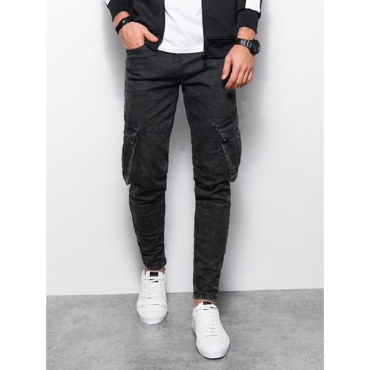 Spodnie męskie jeansowe - czarne V2  P1079 XL ombre