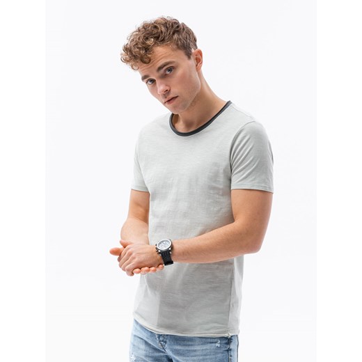 T-shirt męski bawełniany - jasnoszary V2 S1385 XL ombre