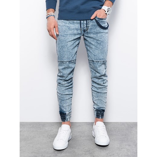 Spodnie męskie jeansowe joggery - jasnoniebieskie V1 P1056 ze sklepu ombre w kategorii Jeansy męskie - zdjęcie 159247841
