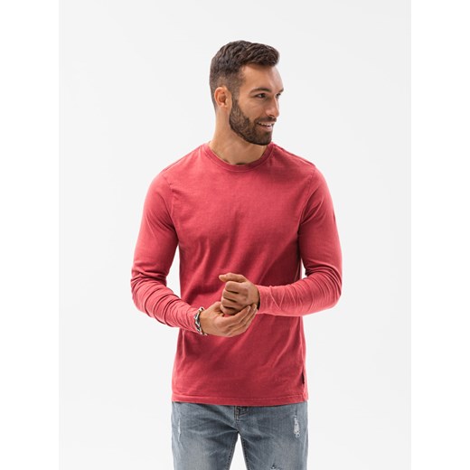 Longsleeve męski bez nadruku - czerwony V3 L131 ze sklepu ombre w kategorii T-shirty męskie - zdjęcie 159248191