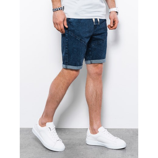 Krótkie spodenki męskie jeansowe - ciemny jeans V3 W361 ze sklepu ombre w kategorii Spodenki męskie - zdjęcie 159248492