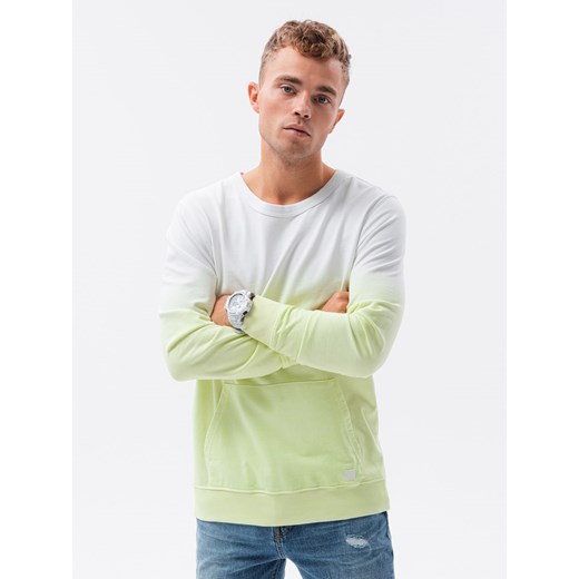 Bluza męska bez kaptura - limonkowa B1150 ze sklepu ombre w kategorii Bluzy męskie - zdjęcie 159248702