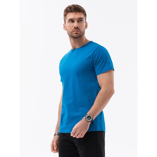 T-shirt męski bawełniany BASIC - niebieski V12 S1370 XXL ombre