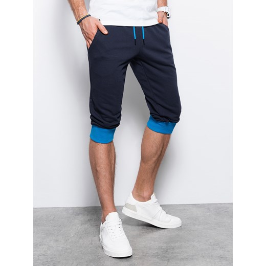Spodenki męskie dresowe za kolano - granatowo-niebieskie V2 P29 ze sklepu ombre w kategorii Spodenki męskie - zdjęcie 159249164