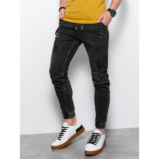 Spodnie męskie jeansowe joggery - czarne V7 P939 XL ombre