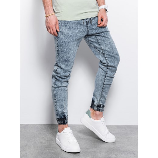 Spodnie męskie jeansowe joggery - jasnoniebieskie V4 P1027 XL ombre