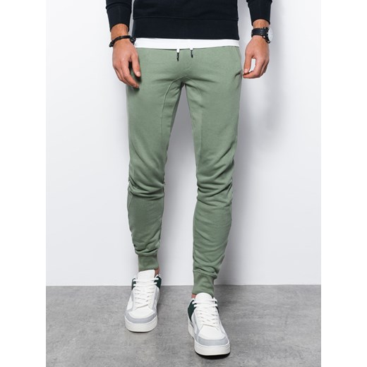 Spodnie męskie dresowe joggery - zielone V3 P948 ze sklepu ombre w kategorii Spodnie męskie - zdjęcie 159250310