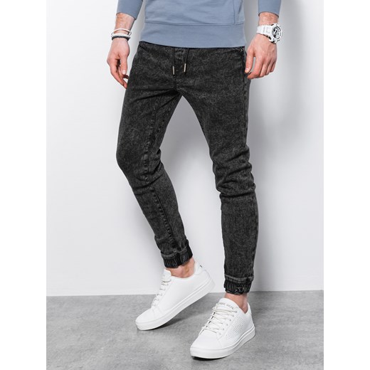 Spodnie męskie jeansowe joggery - czarne V2 P1027 M ombre