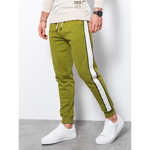 Spodnie męskie dresowe joggery - oliwkowe V7 P951 L promocyjna cena ombre