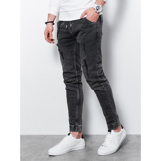Spodnie męskie jeansowe joggery - grafitowe V9 P939 S ombre promocja