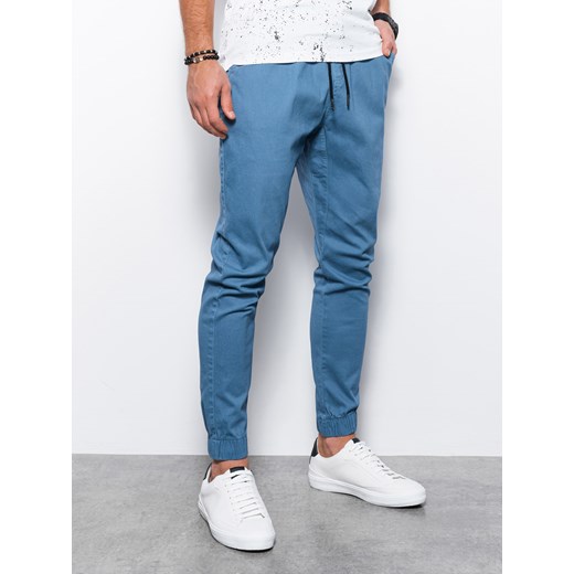 Spodnie męskie joggery - niebieskie V4 P885 ze sklepu ombre w kategorii Spodnie męskie - zdjęcie 159252224