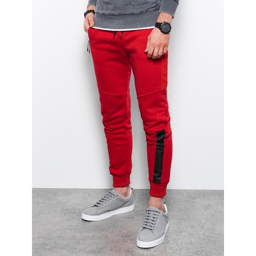 Spodnie męskie dresowe joggery - czerwone V6 P920 L ombre okazja