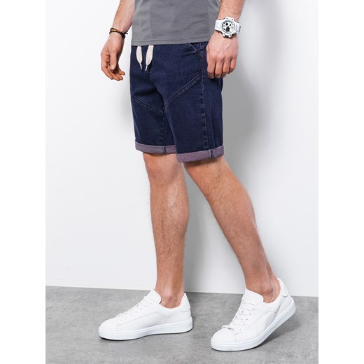 Krótkie spodenki męskie jeansowe - fioletowy V5 W361 ze sklepu ombre w kategorii Spodenki męskie - zdjęcie 159252653