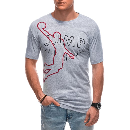 T-shirt męski z nadrukiem 1853S - szary ze sklepu Edoti w kategorii T-shirty męskie - zdjęcie 159257723