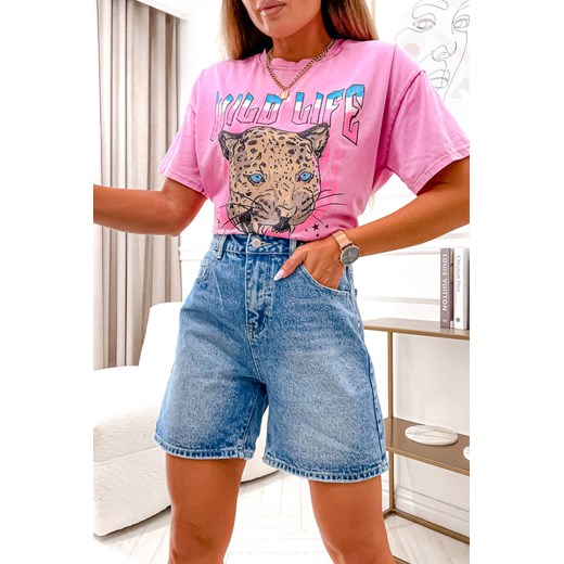 SZORTY JEANSOWE MOM FIT Z WYSOKIM STANEM- NIEBIESKIE Olika L olika.com.pl