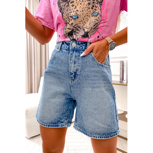 SZORTY JEANSOWE MOM FIT Z WYSOKIM STANEM- NIEBIESKIE Olika XL olika.com.pl