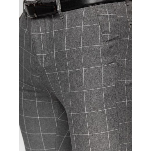 Grafitowe spodnie materiałowe chinosy w kratę męskie Denley 0040 36/XL Denley