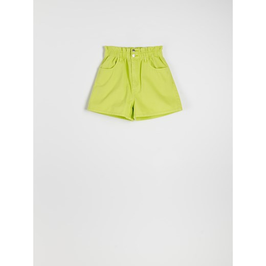 Sinsay - Szorty paperbag high waist - Zielony Sinsay 34 Sinsay