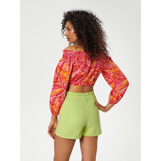 Sinsay - Szorty paperbag high waist - Zielony Sinsay 44 Sinsay