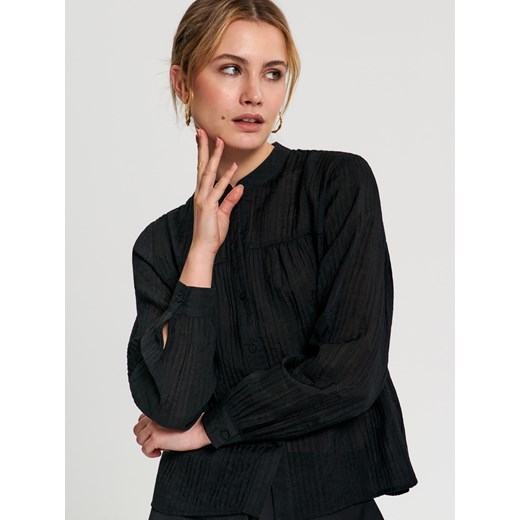 Koszula damska Sinsay elegancka bez kołnierzyka z długim rękawem z