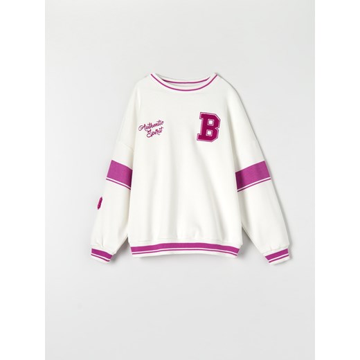 Sinsay - Bluza oversize z haftem - Kremowy Sinsay M Sinsay