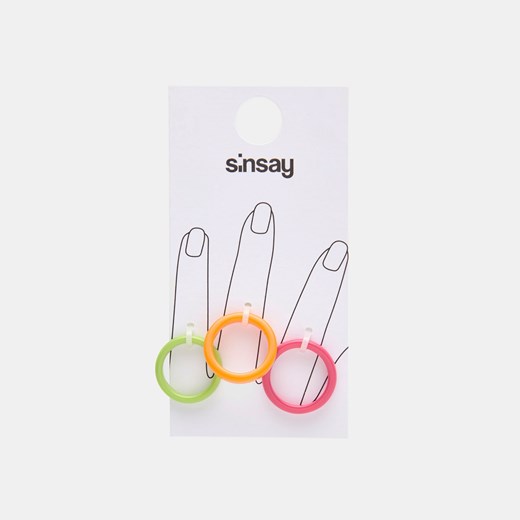 Sinsay - Pierścionki 3 pack - Wielobarwny Sinsay Jeden rozmiar Sinsay