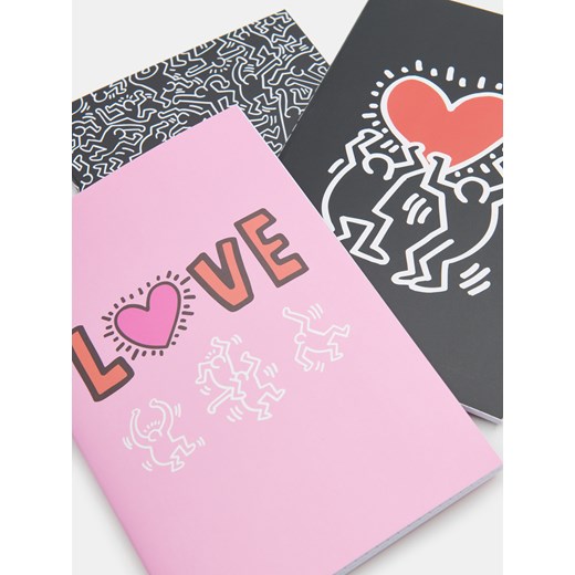 Sinsay - Notesy A5 Keith Haring 3 pack - Wielobarwny Sinsay Jeden rozmiar Sinsay