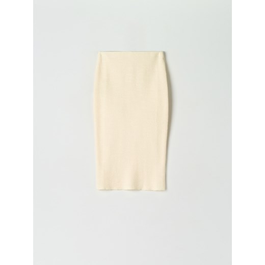 Sinsay - Spódnica midi dzianinowa - Kremowy Sinsay L Sinsay