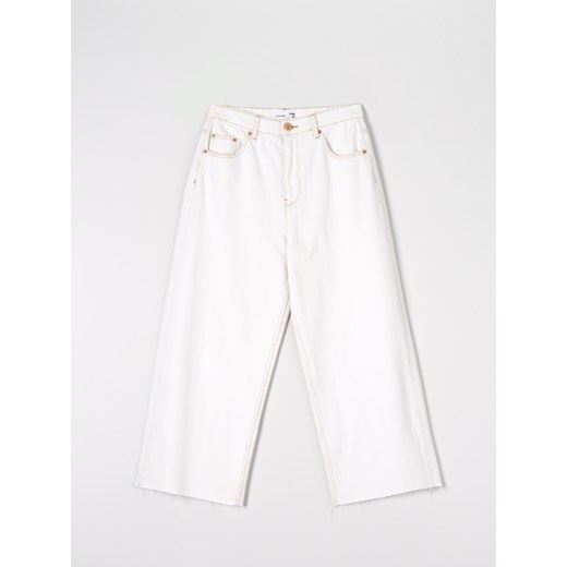 Sinsay - Jeansy cropped high waist - Kremowy Sinsay 34 Sinsay