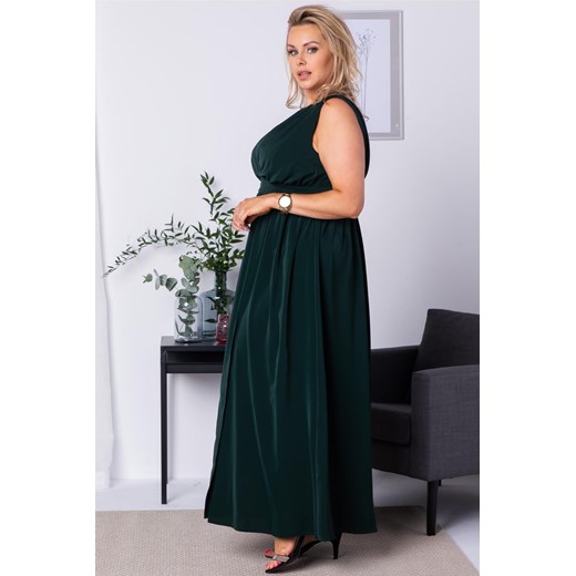 Długa sukienka elegancka na wesele long z efektownym dekoltem i rozcięciem PARMA Karko wyprzedaż karko.pl