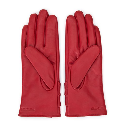 Damskie rękawiczki skórzane z dużą kokardą czerwone ze sklepu WITTCHEN w kategorii Rękawiczki damskie - zdjęcie 159314024