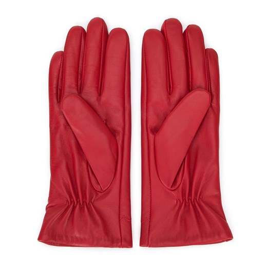 Damskie rękawiczki skórzane z wyszytym wzorem czerwone ze sklepu WITTCHEN w kategorii Rękawiczki damskie - zdjęcie 159314043