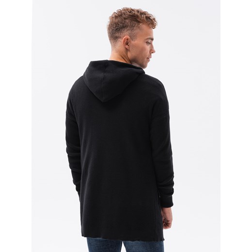 Sweter męski kardigan z kapturem - czarny V3 E188 XL okazyjna cena ombre