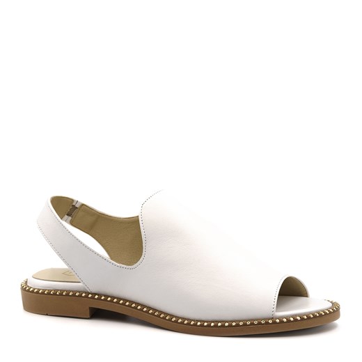Białe skórzane zabudowane sandały 6FL301672 ze sklepu NESCIOR w kategorii Sandały damskie - zdjęcie 159321192