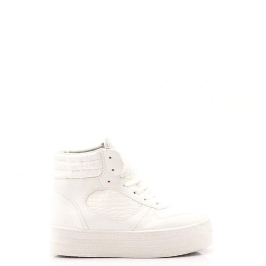 Białe Trampki White Leather Sneakers High born2be-pl  na platformie