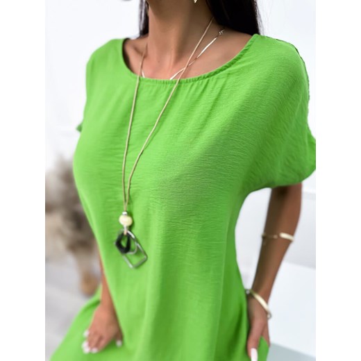 Jasnozielona Sukienka Oversize z Wisiorkiem Modnakiecka.pl 42 ModnaKiecka.pl