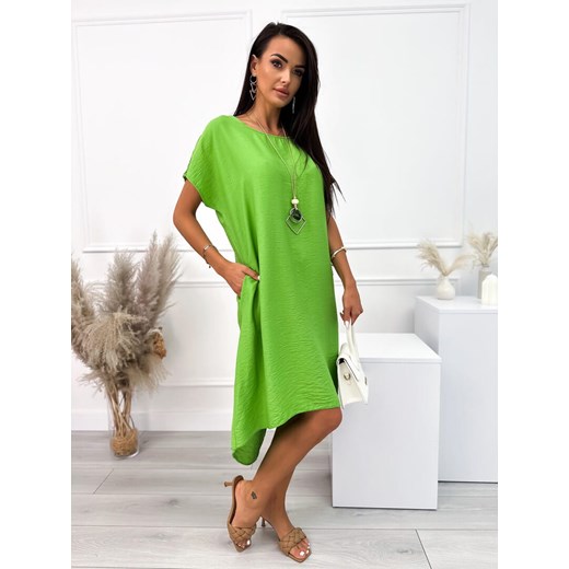Jasnozielona Sukienka Oversize z Wisiorkiem Modnakiecka.pl 38 ModnaKiecka.pl