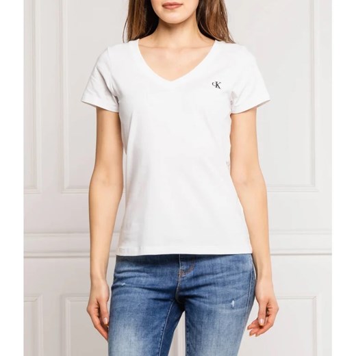 Biała bluzka damska Calvin Klein na wiosnę casual z elastanu 