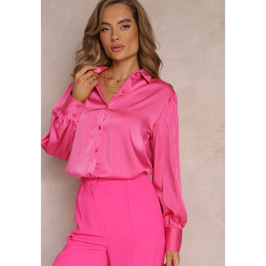 Różowa Zapinana Koszula z Długim Rękawem Lassai ze sklepu Renee odzież w kategorii Koszule damskie - zdjęcie 159331924