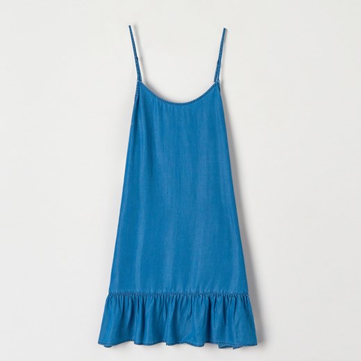 Sinsay sukienka niebieska oversize'owa mini z okrągłym dekoltem 