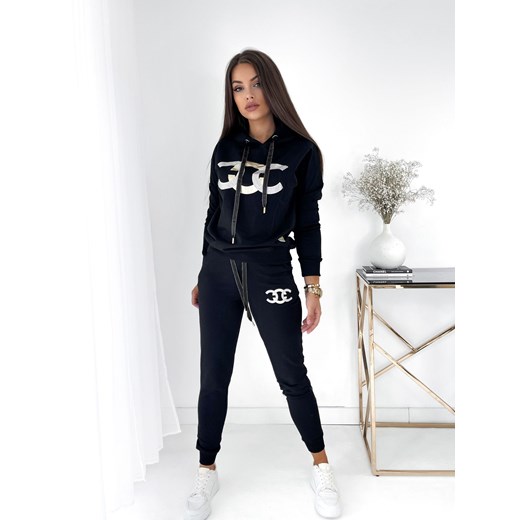 BAWEŁNIANY CZARNY DRES CHAIN Z CYRKONIOWĄ OZDOBĄ The Wess M STYLOWO