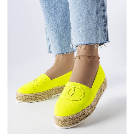 Żółte neonowe espadryle na grubej podeszwie Gemre 36 hers